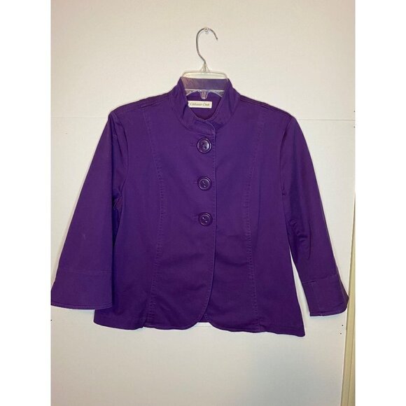Coldwater Creek Petite Size 10 Big Button Jacket Purple - Picture 1 of 5